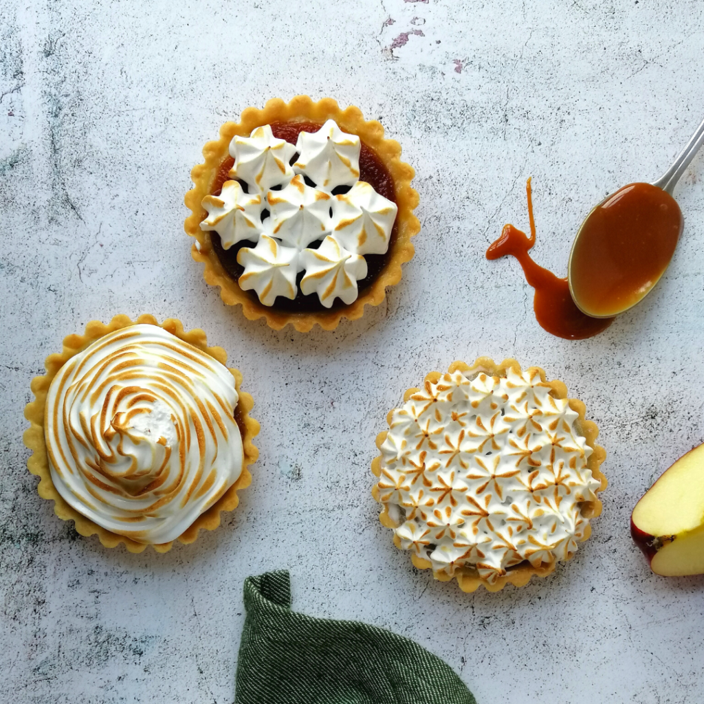 The Italian baker's mini apple tarts decorated with Italian meringue